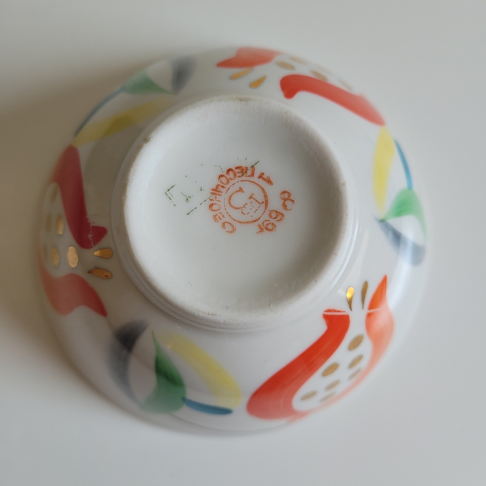 Vintage Floral Small Porcelain Bowl Tea Cup 4"x2" Russian? Ukraine?